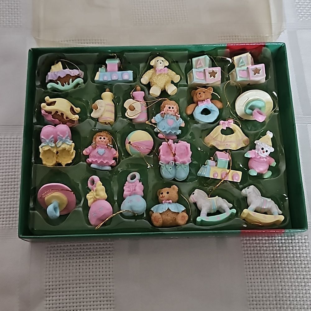 Vintage Baby Set Hanging Ornaments 24 Pieces